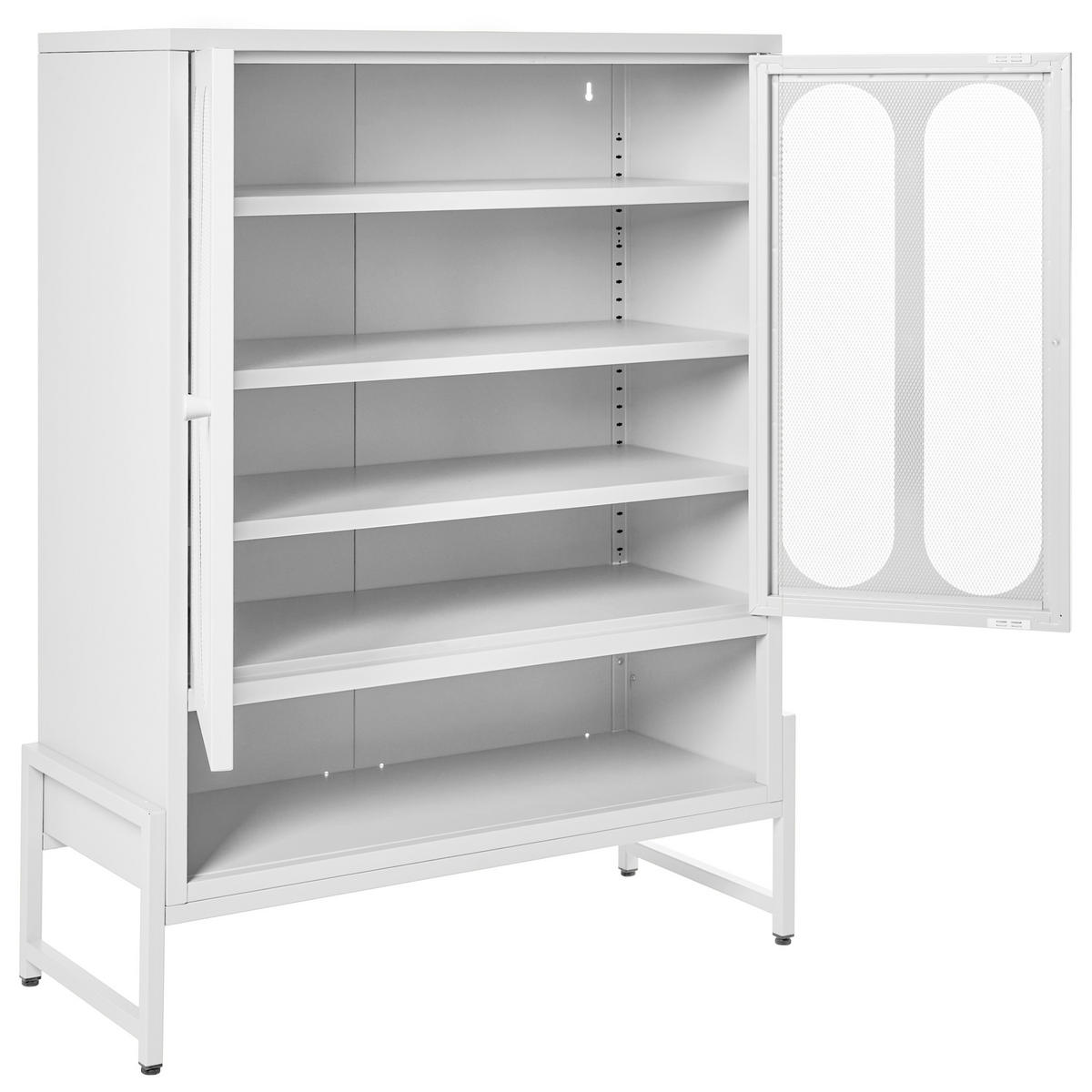 SIDEBOARD mit 2 Türen Metall Weiß Soletta - Weiß, Metall (84/108/35cm) - Beliani