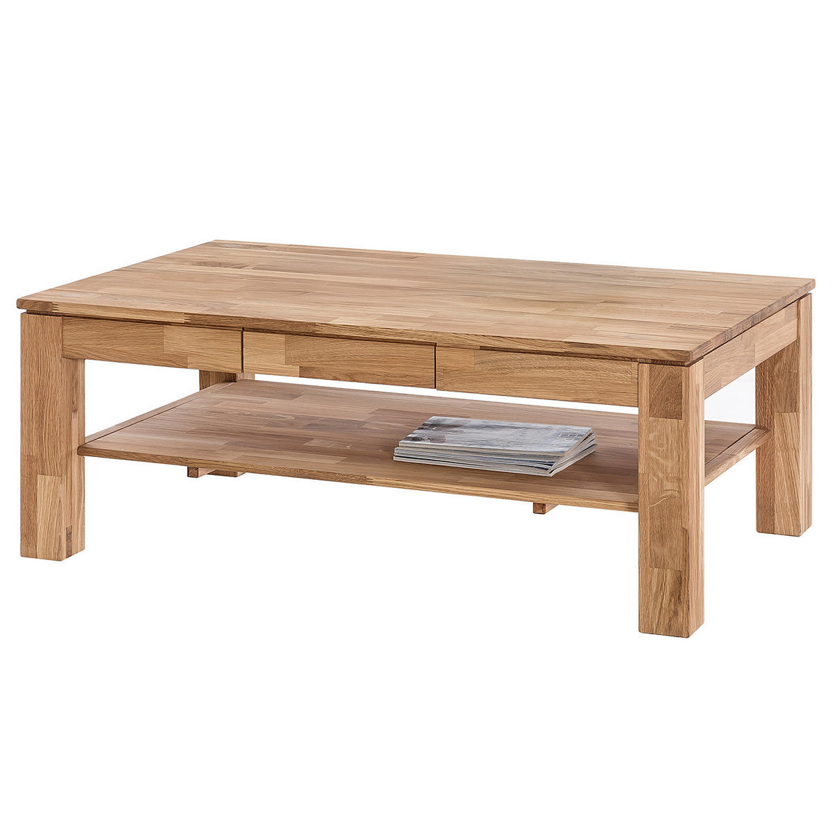 MASSIVER COUCHTISCH - Eiche - Braun, Holz/Holzwerkstoff (70/115/46cm) - home24