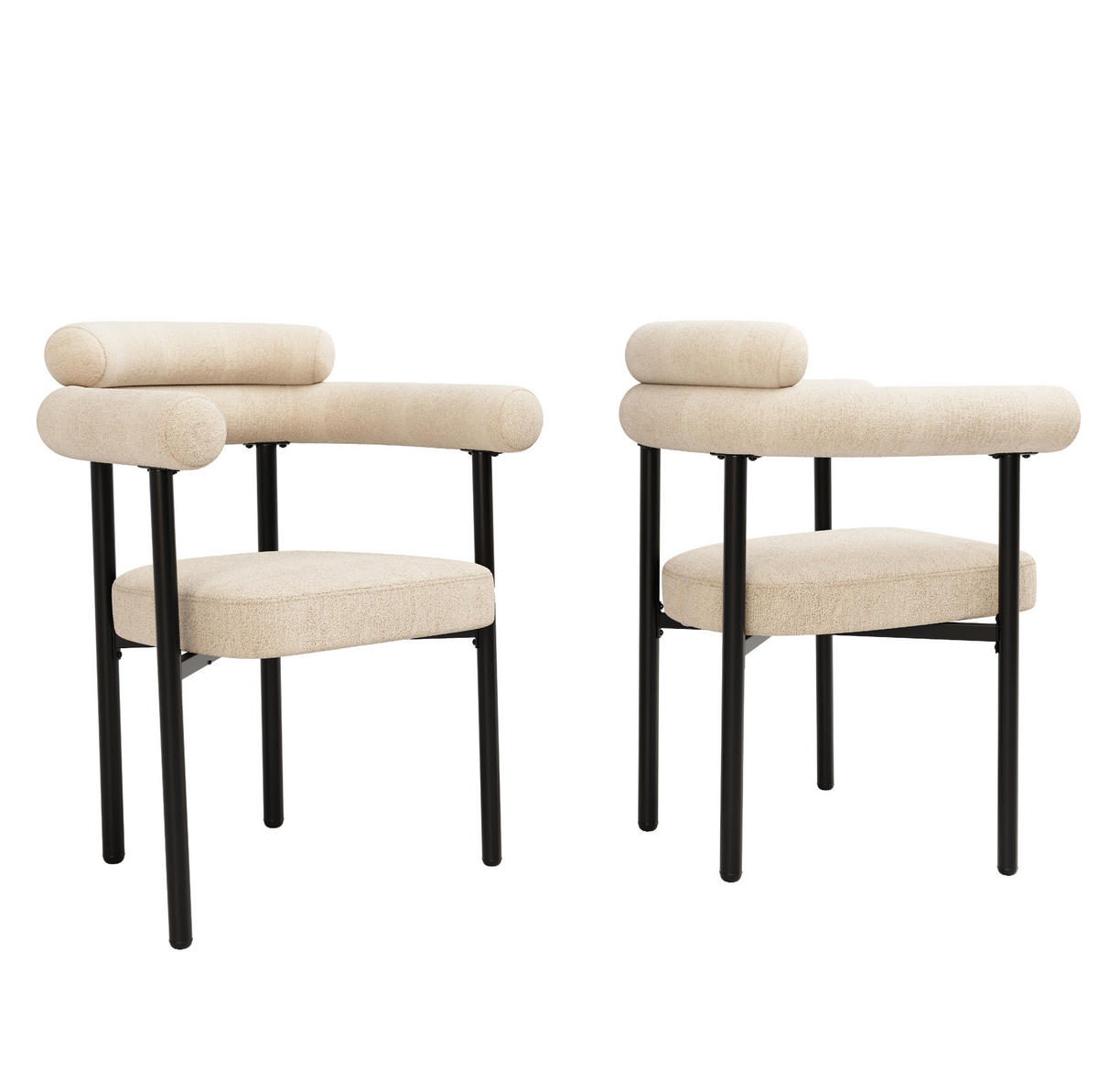 SESSEL ergonomisch ca. 70 x 62 x 84 cm Beige mit Eisenrohrgestell 4er-Set - Beige, Metall (62/84/70.1cm) - Meubliv
