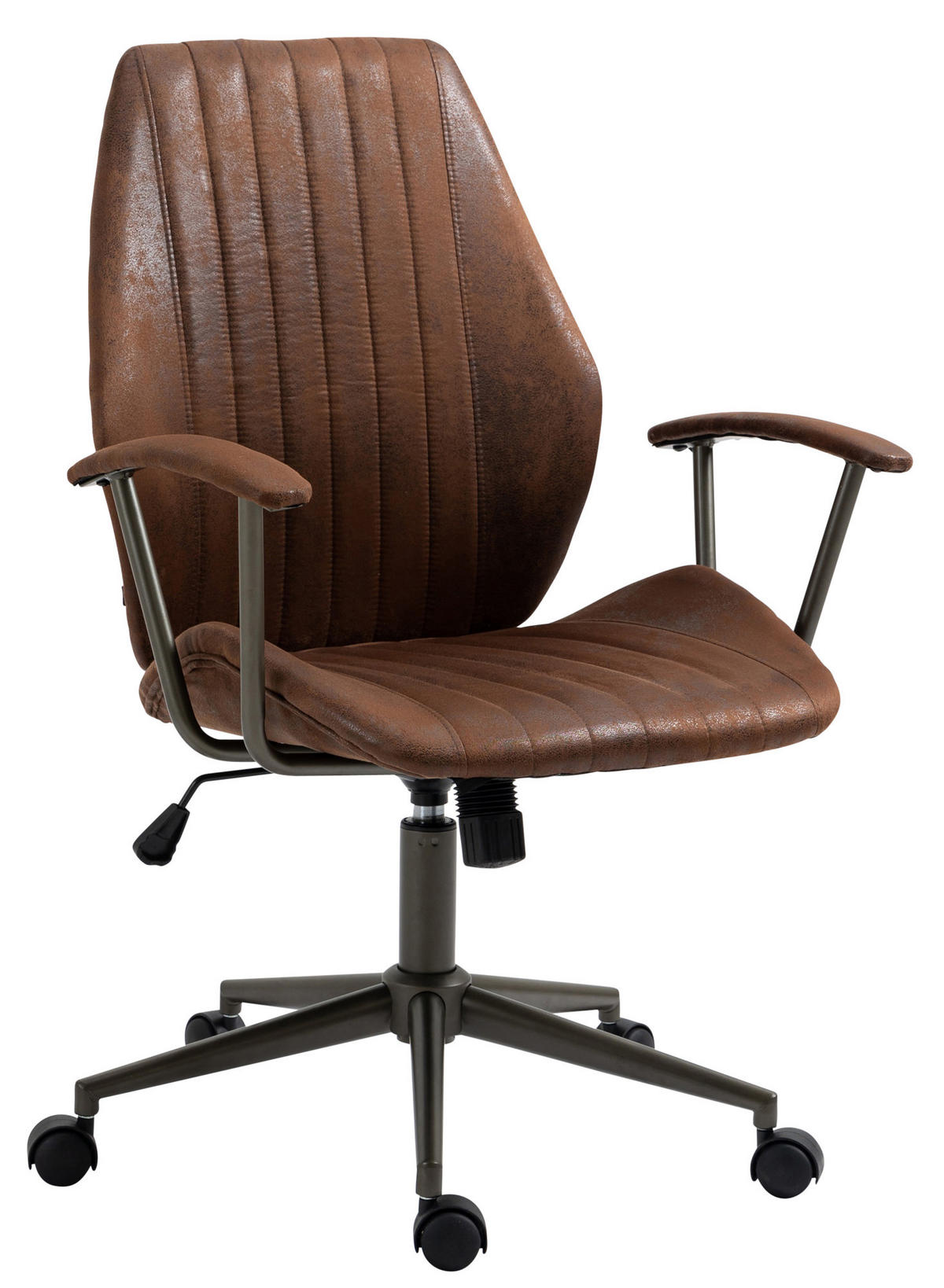 DREHSTUHL Lederlook cognac - Cognac/Schwarz, Textil/Metall (69/97/61cm) - CLP