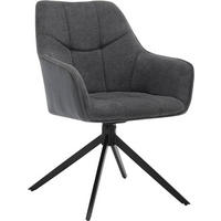 ESSZIMMERSTUHL drehbar, Chenille & Cord, Dunkelgrau - Dunkelgrau/Schwarz, Kunststoff/Textil (58/86/63.5cm) - Woltu