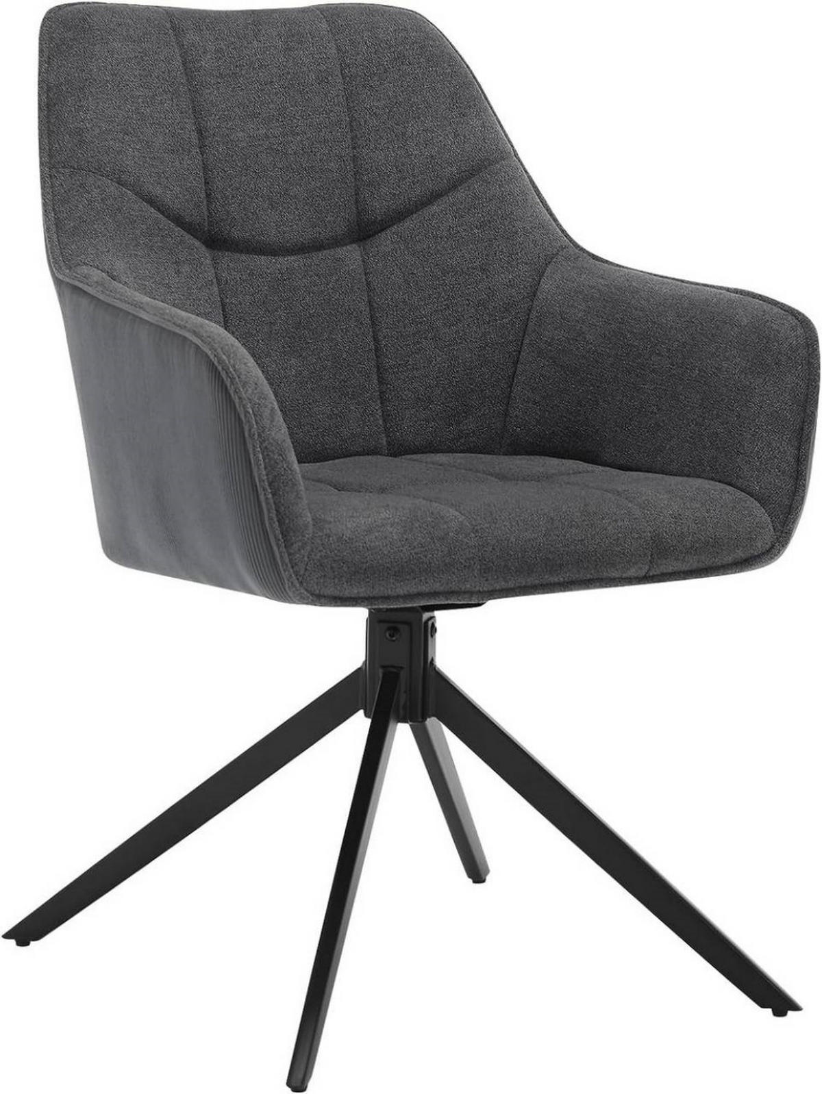 ESSZIMMERSTUHL drehbar, Chenille & Cord, Dunkelgrau - Dunkelgrau/Schwarz, Kunststoff/Textil (58/86/63.5cm) - Woltu