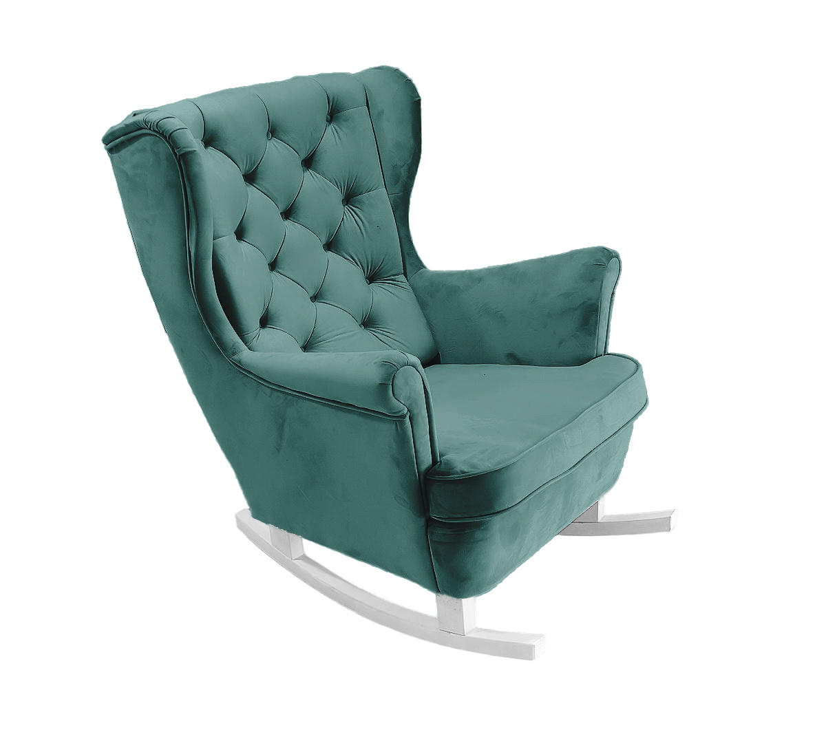 SCHAUKELSESSEL mit gepolstertem Sitz und Armlehnen, 102x81x95 cm, Grün_29854 - Weiß/Mintgrün, Holz/Textil (81/102/95cm) - DomoHome
