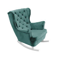 SCHAUKELSESSEL mit gepolstertem Sitz und Armlehnen, 102x81x95 cm, Grün_29854 - Weiß/Mintgrün, Holz/Textil (81/102/95cm) - DomoHome