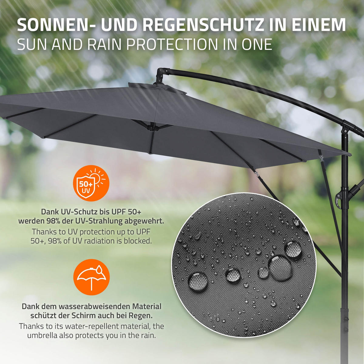 AMPELSCHIRM Ø 330 cm in Anthrazit aus Aluminium - Anthrazit, Metall (330/330cm) - ML-DESIGN