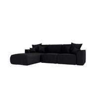 ECKSOFA GUSTO Strukturstoff Schwarz Links inkl. Schlaffunktion - Chromfarben/Schwarz, Kunststoff/Textil (194/295cm) - 99rooms