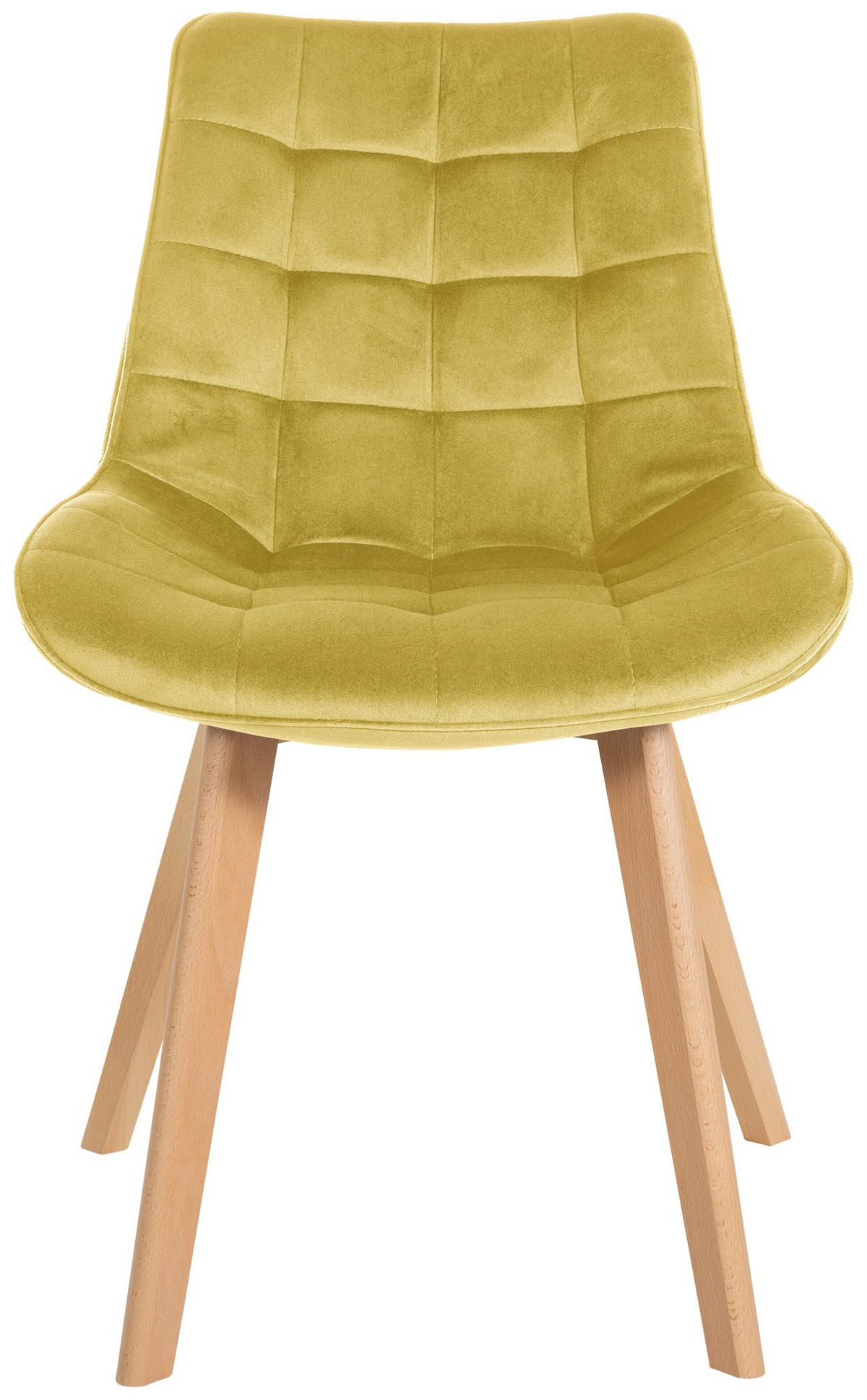 STUHL 2er Set Samt gelb - Eukalyptusholzfarben/Gelb, Holz/Textil (54/84/63cm) - CLP