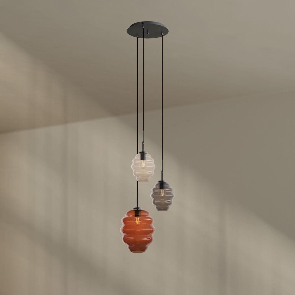 GALERIELEUCHTE Echos 3-flammig Mehrfarbig Ø 18/25cm - Multicolor/Schwarz, Glas (18/18/20cm) - s.luce