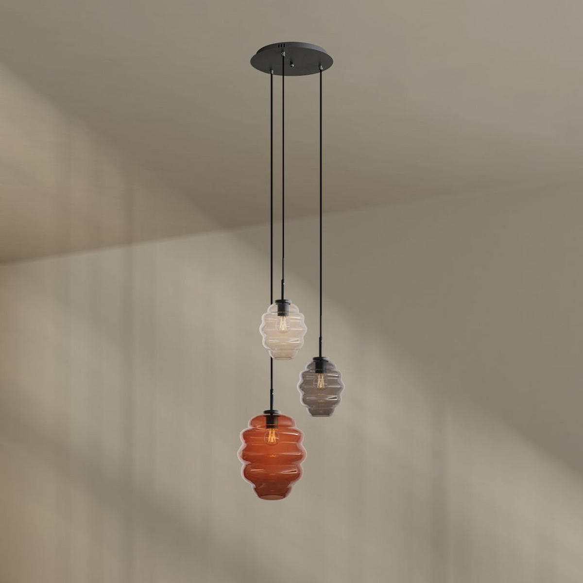 GALERIELEUCHTE Echos 3-flammig Mehrfarbig Ø 18/25cm - Multicolor/Schwarz, Glas (18/18/20cm) - s.luce