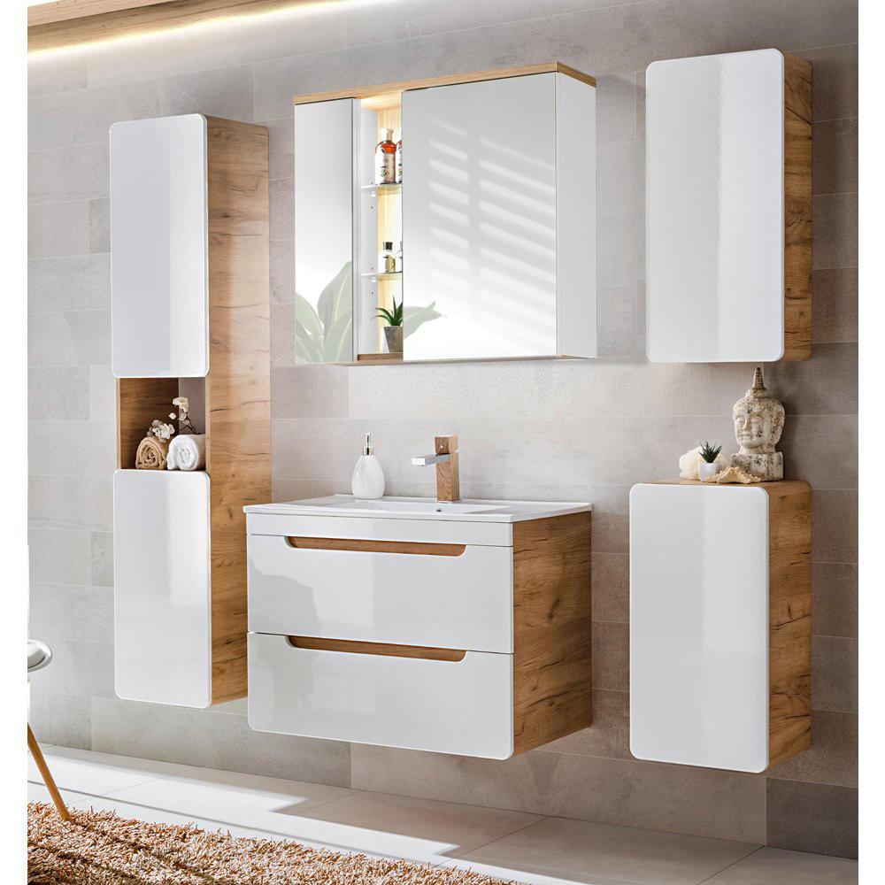 Lomado Badmöbel-Set Weiß 181x195x46 cm