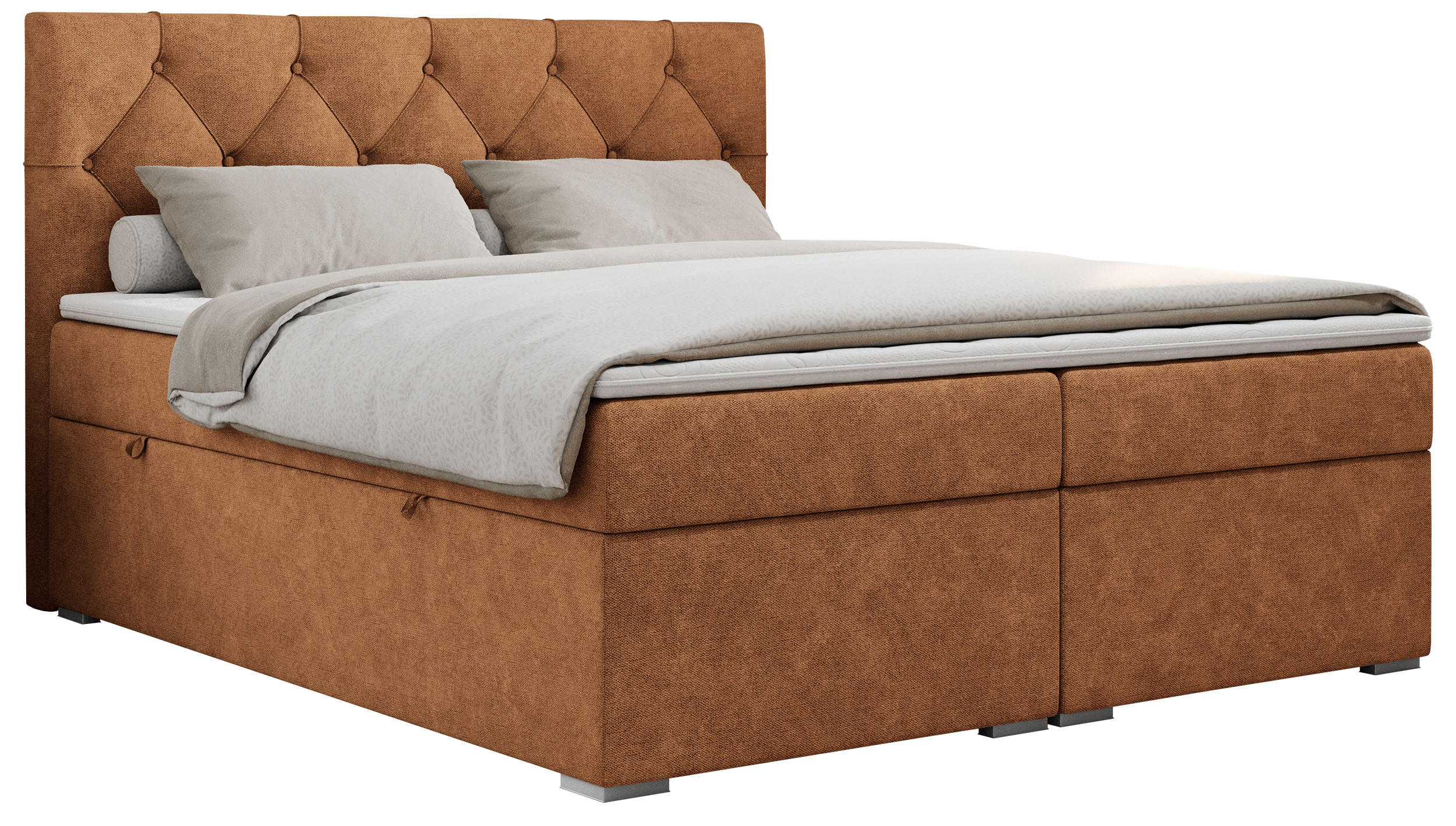BOXBETT ALDA 180/200 Orange Struktur - H3 - Orange, Holz/Textil (180/200cm) - MKS