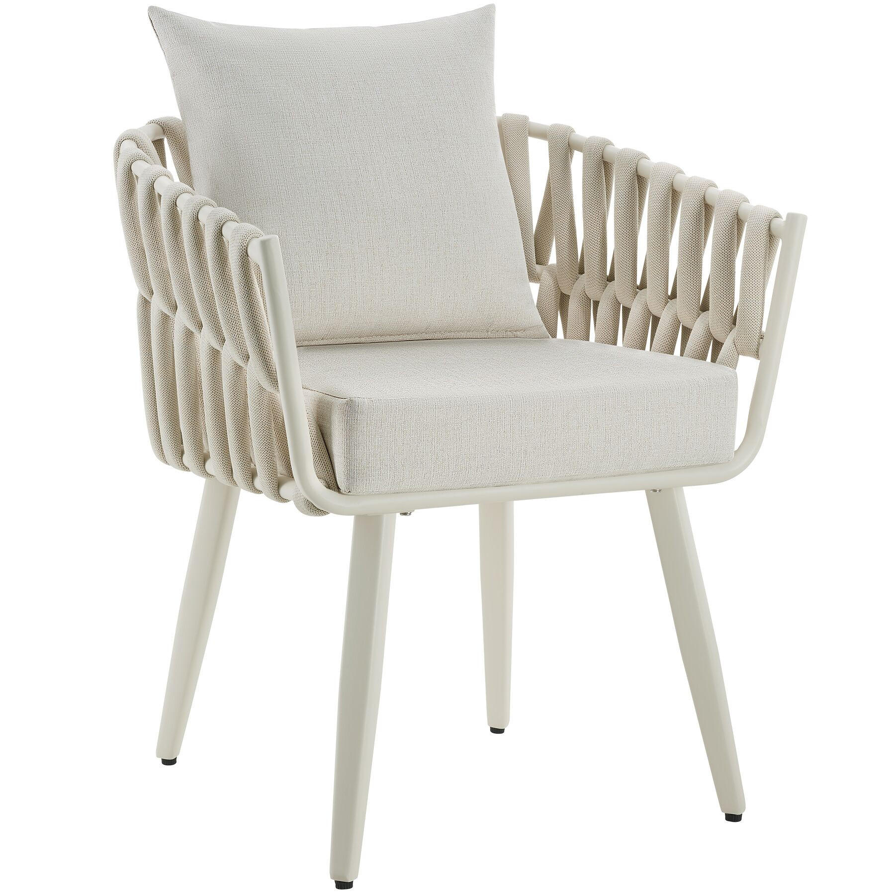 ALUMINIUM STUHL Lugano, höhenverstellbare Kunststofffüße, 62,5 x 65,5 x 75 cm, beige - Beige, Kunststoff/Metall (62.5/75/65.5cm) - tectake