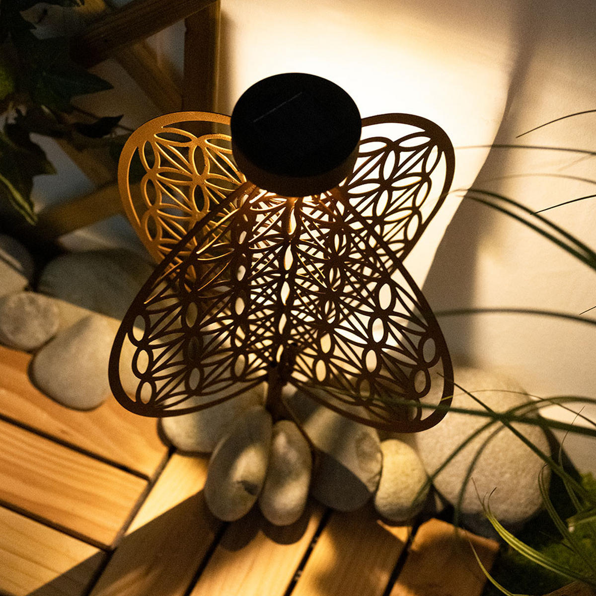 LED AUSSENLEUCHTE Lebensblume Rostfarben Braun - Braun, Metall (20/20/30cm)