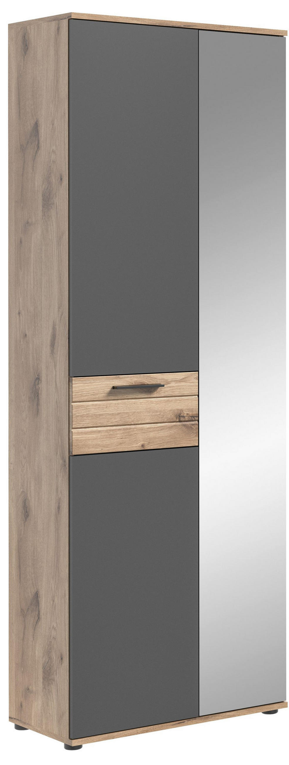 GARDEROBENSCHRANK MASON (B/H/T: ca. 70/200/37 cm) in Nox Oak Nachbildung/Basalt grau - Eichefarben, Holzwerkstoff (70/200/37cm)