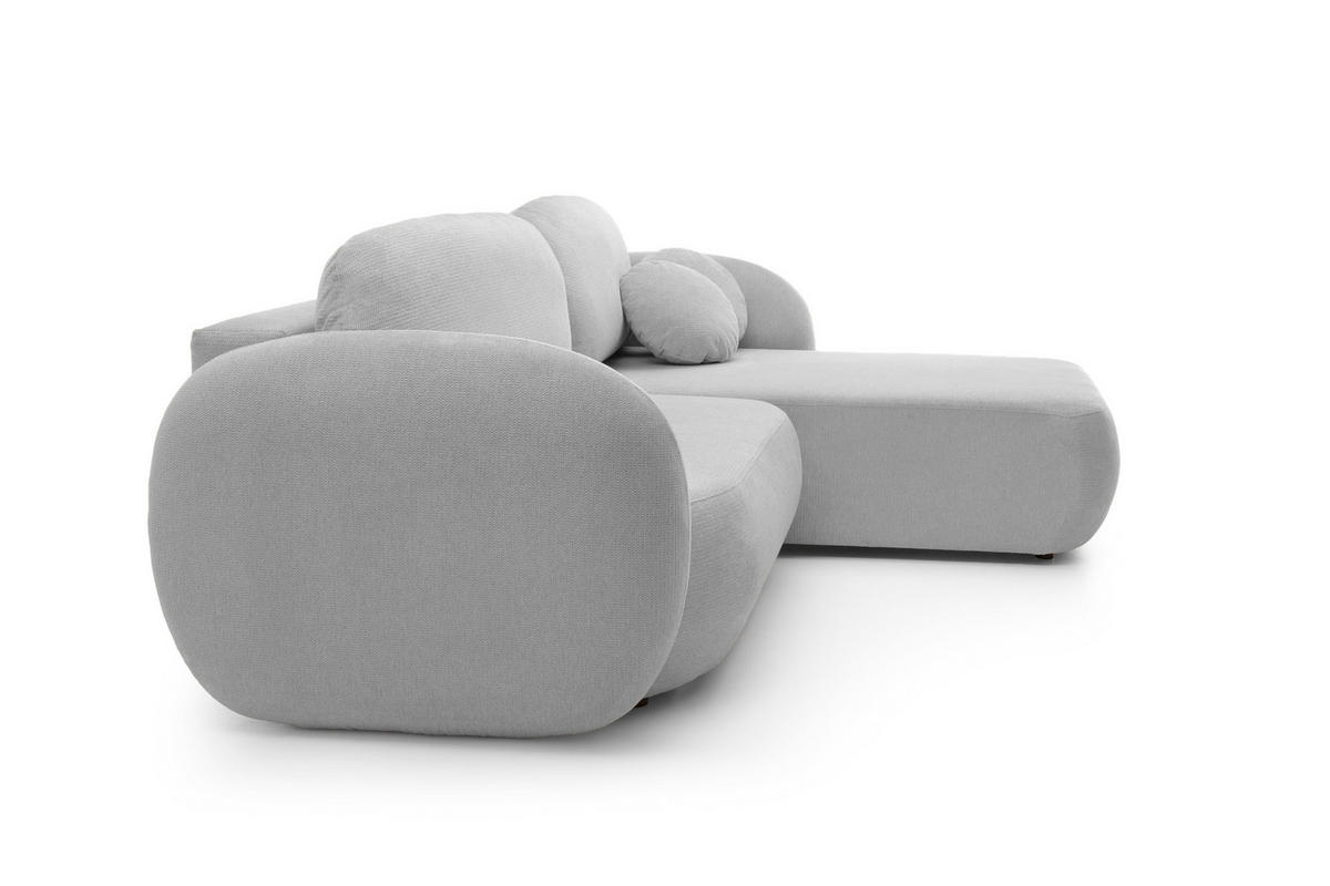 ECKSOFA OLIO L-Form Schlaffunktion mit Bettkasten, lose Rückenkissen, freistehend, RECHTS 248x174 cm Grey - Hellgrau, Holz/Textil (248/174cm) - DomoHome