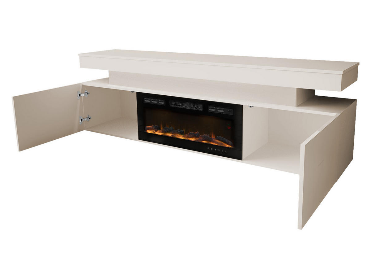 TV-LOWBOARD EF 2D Glossa Bis mit Kamin - Sandfarben, Holzwerkstoff/Kunststoff (190/59/41cm) - MIRJAN24