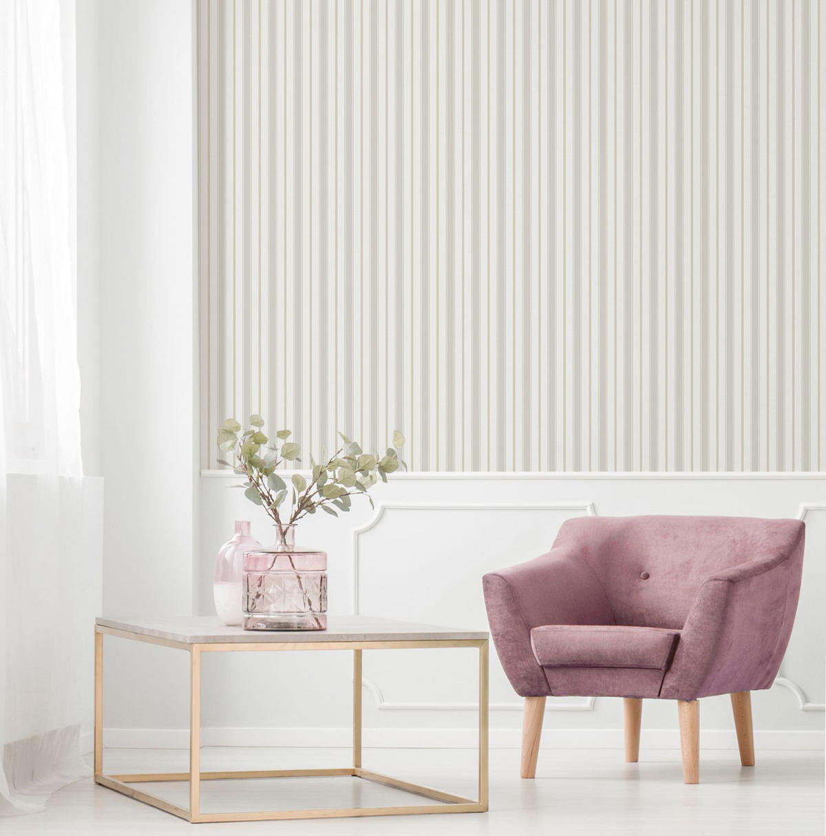 TAPETE Streifen 53 cm x 10.05 m - Beige, Papier (53/1000cm) - Sanders & Sanders
