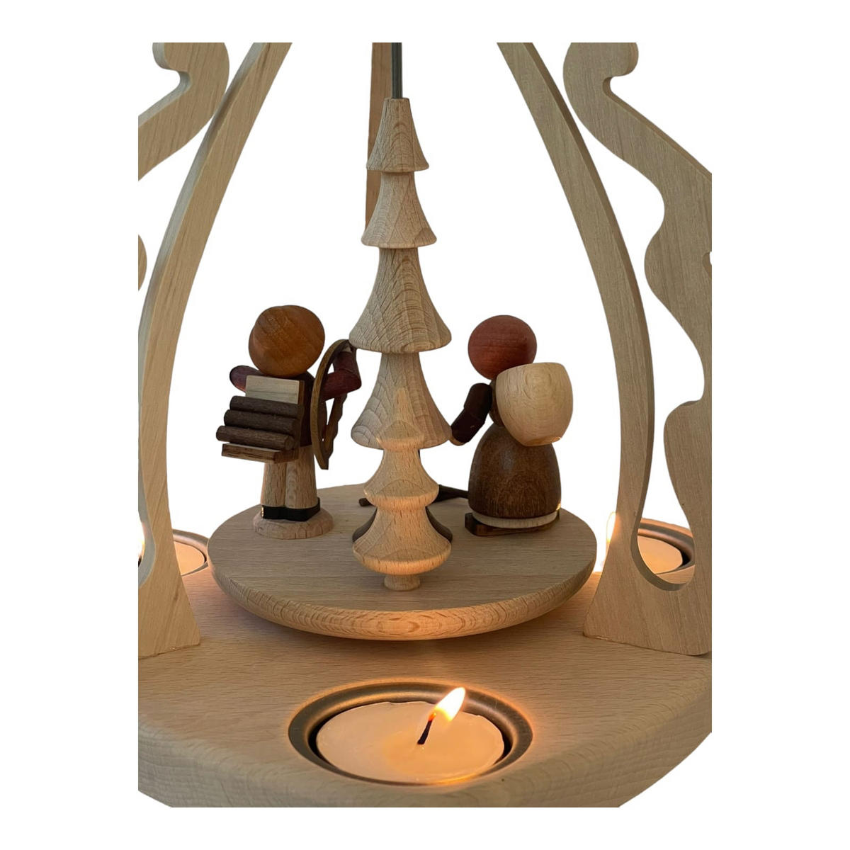 PYRAMIDE Waldfiguren für 3 Teelichter 23/23/27 cm - Multicolor, Holz (23/27/23cm)