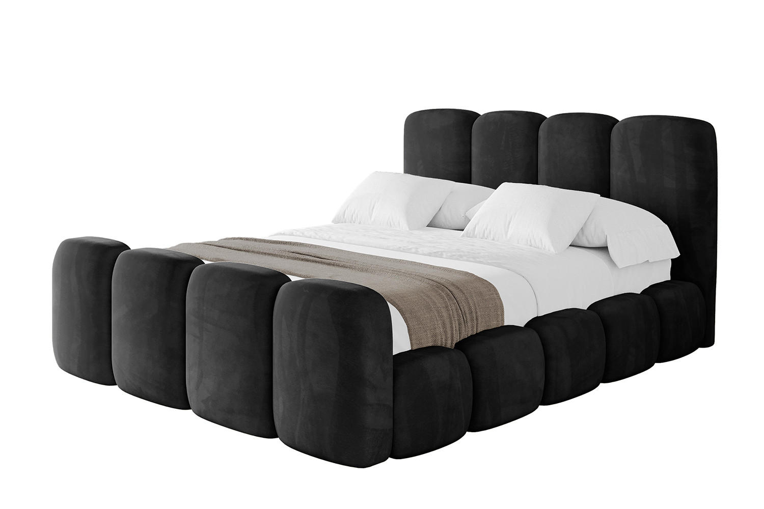 POLSTERBETT mit Bettkasten, Fußteil und Lattenrost, Boxbett ohne Matratze - KALA-Z 180x200 Schwarz - Schwarz, Holzwerkstoff/Textil (180/200cm) - ALTDECOR