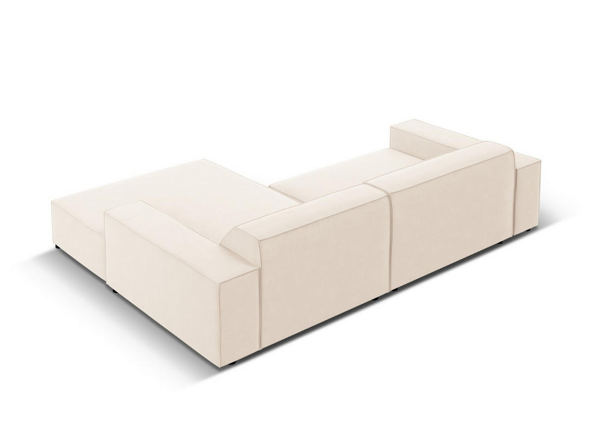 MODULARES-ECKSOFA rechts Jodie aus Samt leichtes beige 3 Sitzplätze - Beige, Textil (166/224cm) - Micadoni