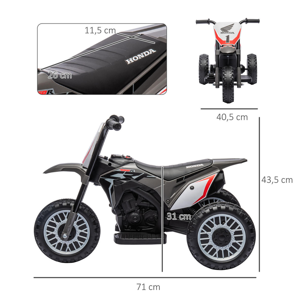 ELEKTRO-MOTORRAD DE-13156 3 Räder Grau - Grau, Kunststoff (71/40.5/43cm) - ComfortXL