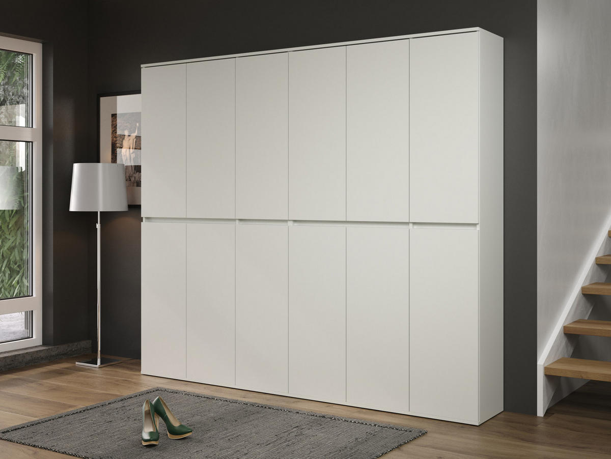 GARDEROBENSCHRANK weiß 222 x 191 cm, Schuhschrank 12-türig - Schwarz/Weiß, Holzwerkstoff/Kunststoff (222/191/34cm) - Top.Furn