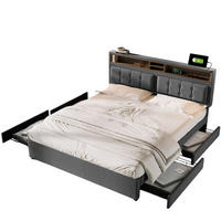 STAURAUMBETT 140/200 cm DE-00277, in Grau, 4 Schubladen - Grau, Metall (140/200cm) - ComfortXL
