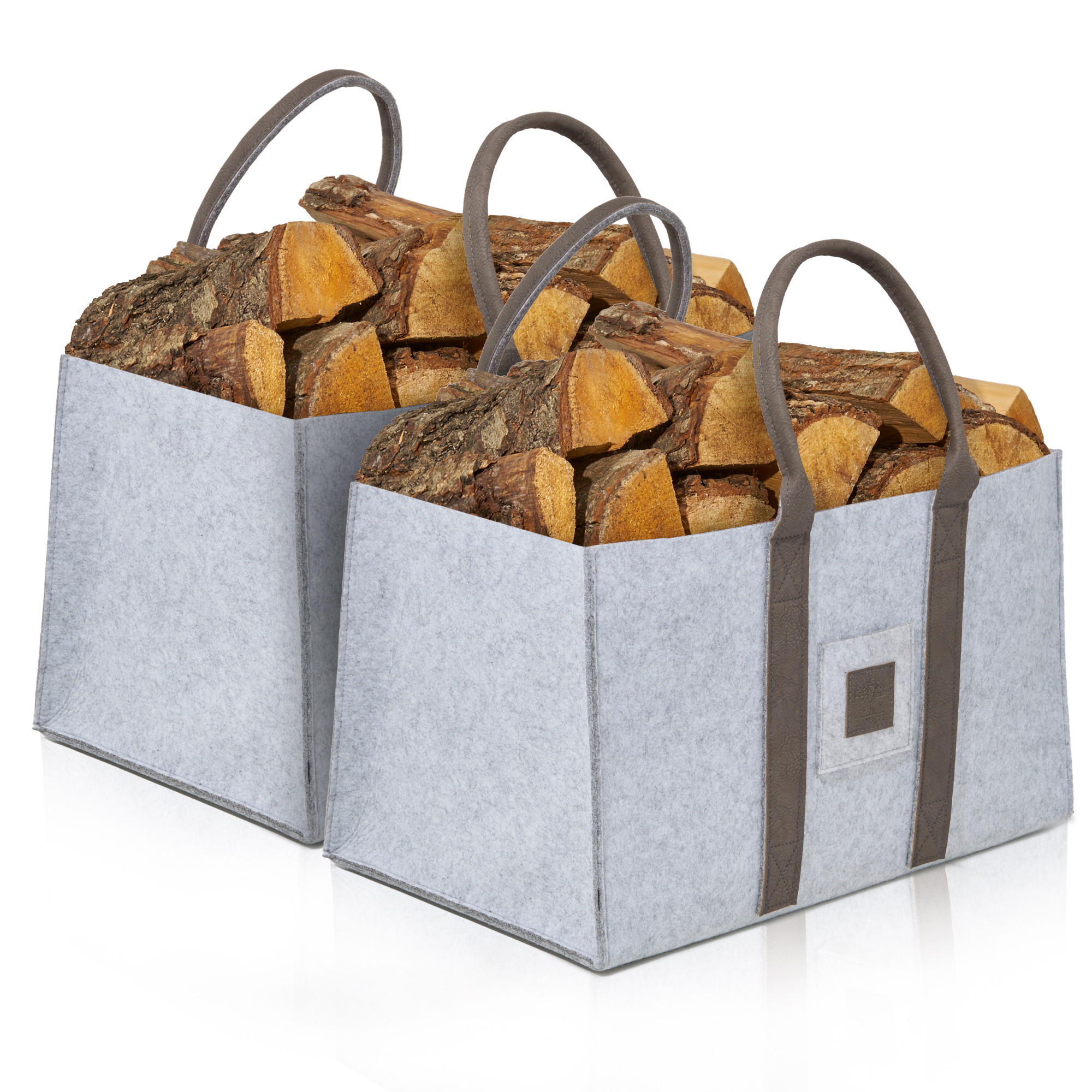 KAMINHOLZKORB DuoPack Filz 2er-Set 50/32/30 cm - Grau, Textil (32/30/50cm) - OAKAGE