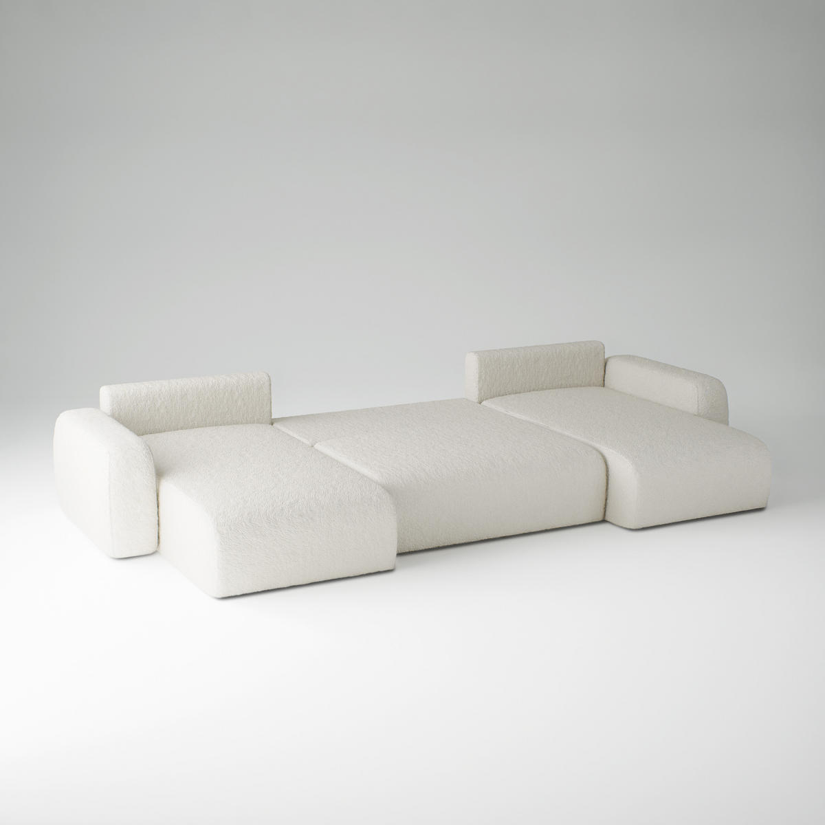 WOHNLANDSCHAFT Eckcouch Creme Varde U - Creme, Textil (185/70/398cm) - Fedve