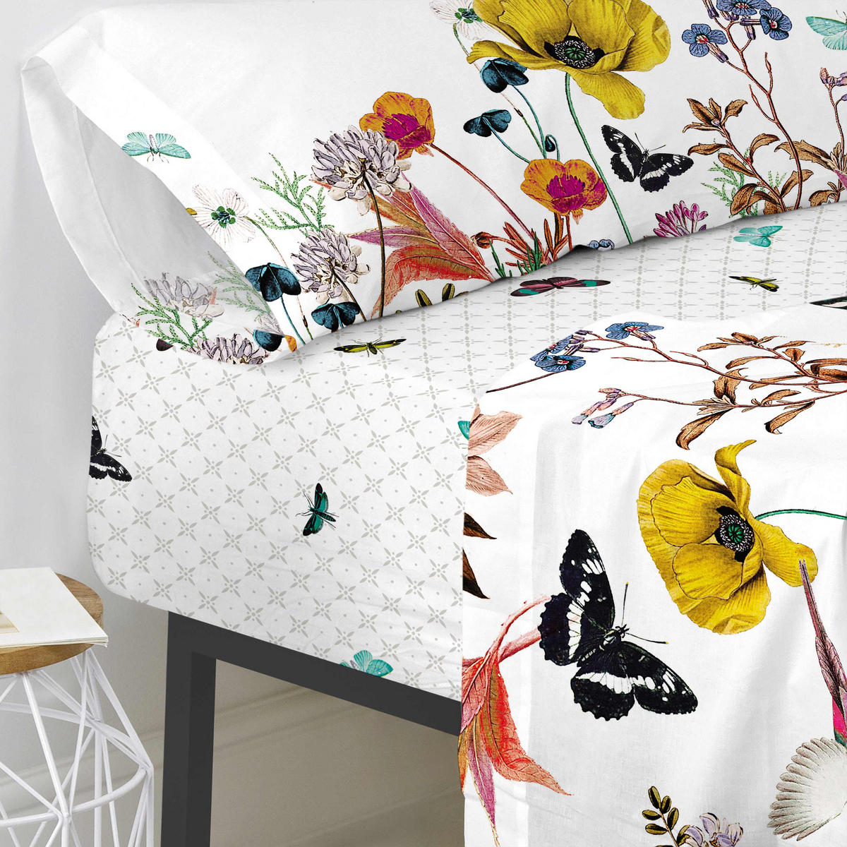 SPANNBETTTUCH birds of paradise 140x200x32 cm mehrfarbig - Multicolor, Textil (140/200cm) - Happy Friday