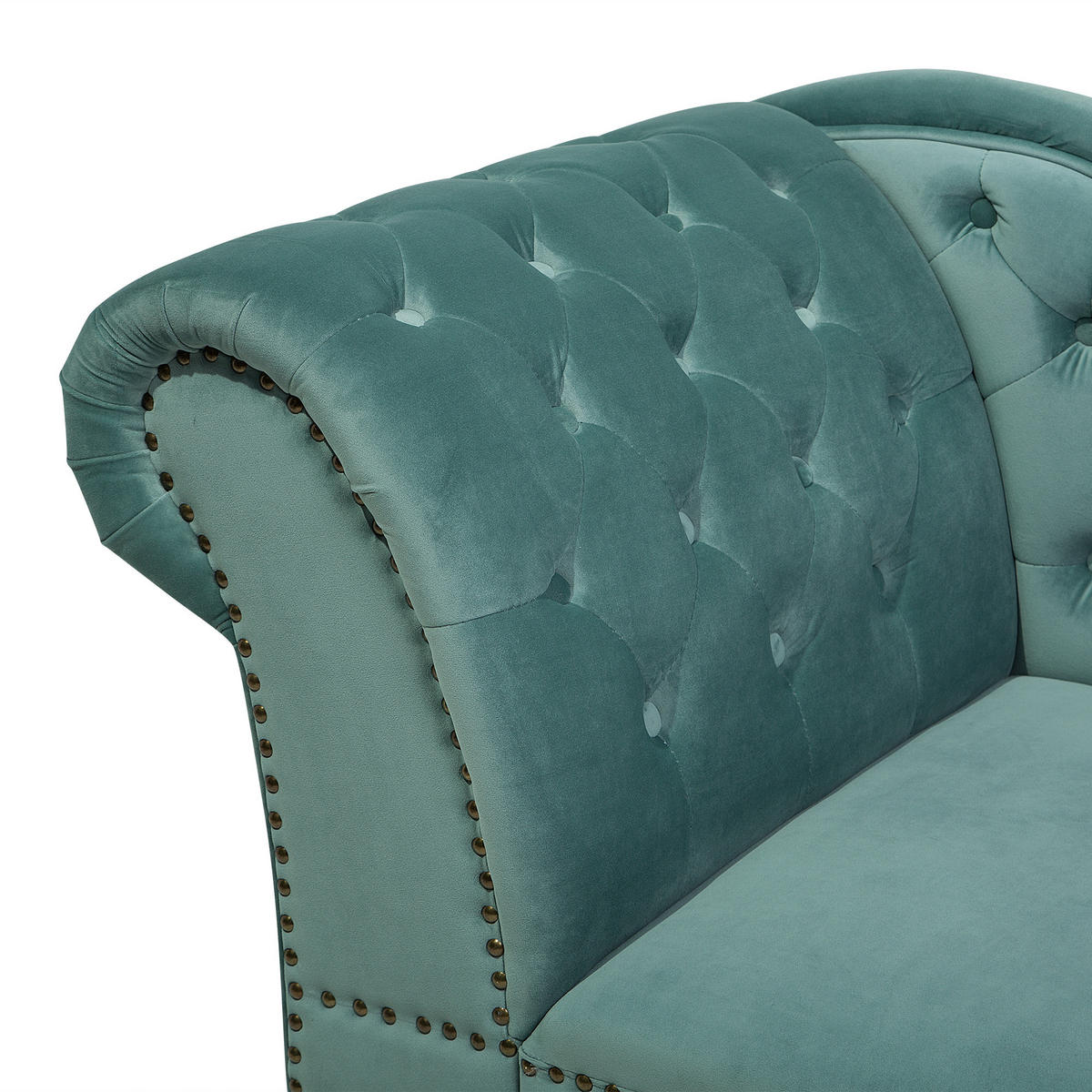 CHAISELONGUE Samtstoff mintgrün linksseitig Nimes - Schwarz/Mintgrün, Textil (170/79/61cm) - Beliani