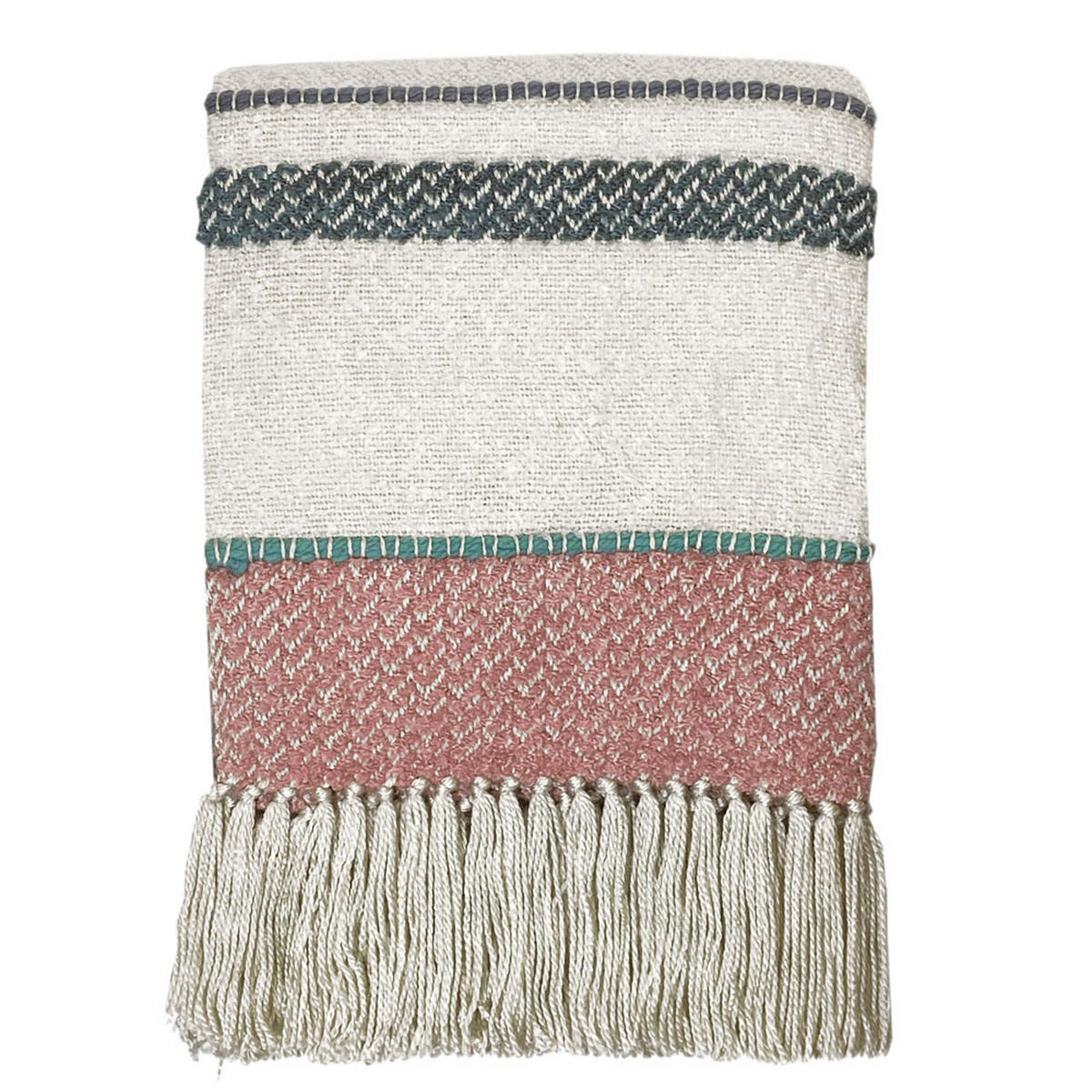 DECKE Mehrfarbig Pastell Bouclé - Pink/Pastellgrün, Textil (125/150cm) - Malagoon