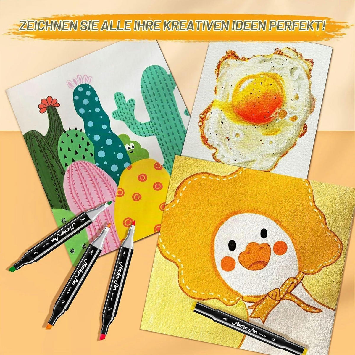 MALSTIFTE Set 80 Farben, Alkohol Marker mit Doppelspitze - Multicolor, Kunststoff (10/8/15cm)