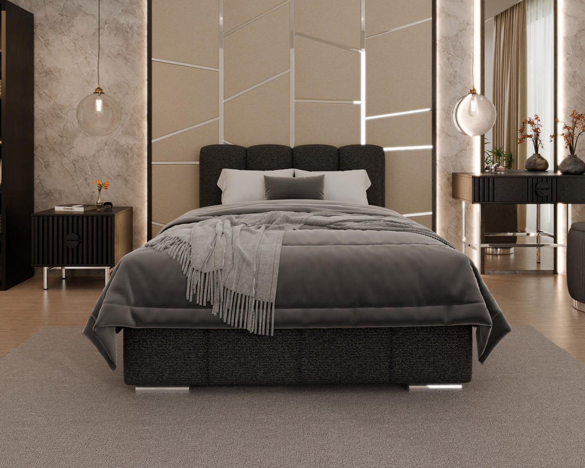 POLSTERBETT Zaira 120x200cm – Elegantes Polsterbett für modernen Wohnstil , ohne matratze, schwarz - Schwarz, Holz (120/200cm) - Homesy