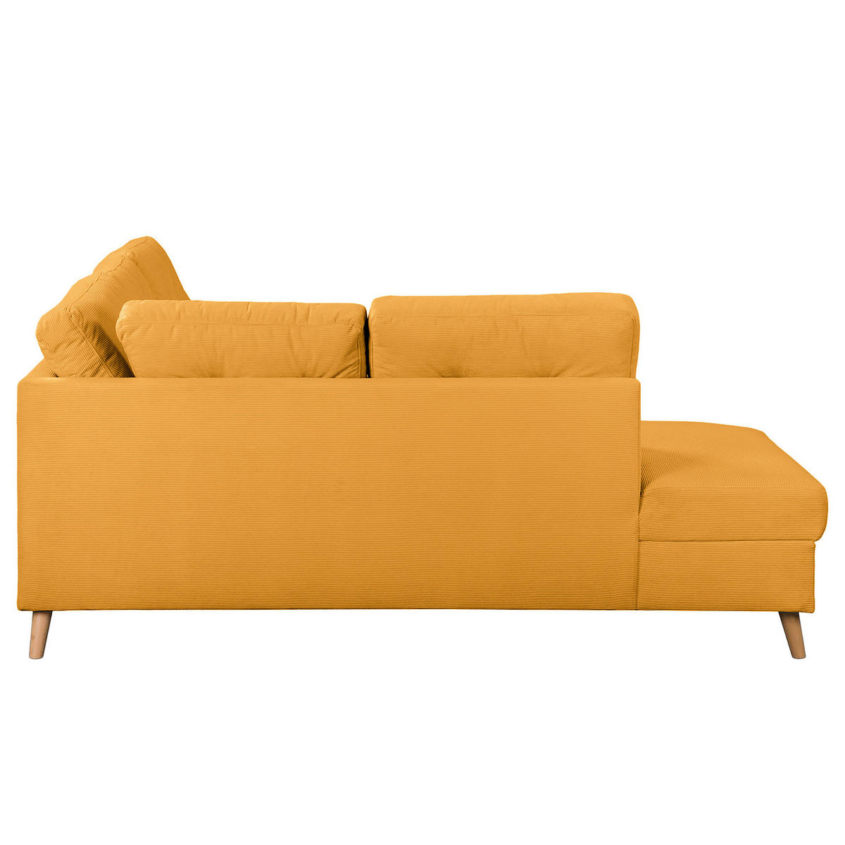 ECKSOFA mit Ottomane - Gelb/Braun, Holz/Textil (230/200cm) - home24