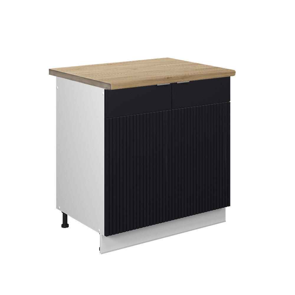 SPÜLENUNTERSCHRANK Fame-Line, Schwarz gestreift, 80 cm, AP Eiche - Schwarz/Weiß, Holzwerkstoff (80/82/60cm) - Vicco
