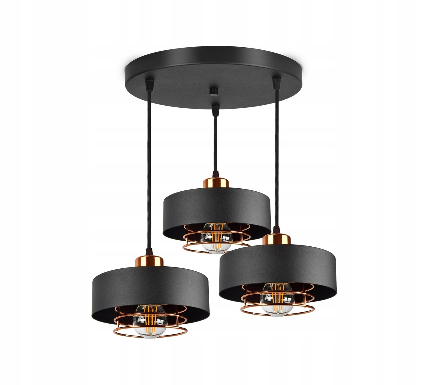 PENDELLEUCHTE EDISON - Goldfarben/Schwarz, Metall (40/40/70cm) - kiki design