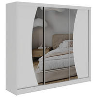 SCHWEBETÜRENSCHRANK 240 - VERONA - Weiß mit Spiegel - Alufarben/Weiß, Holzwerkstoff/Metall (240/216/61cm) - MKS