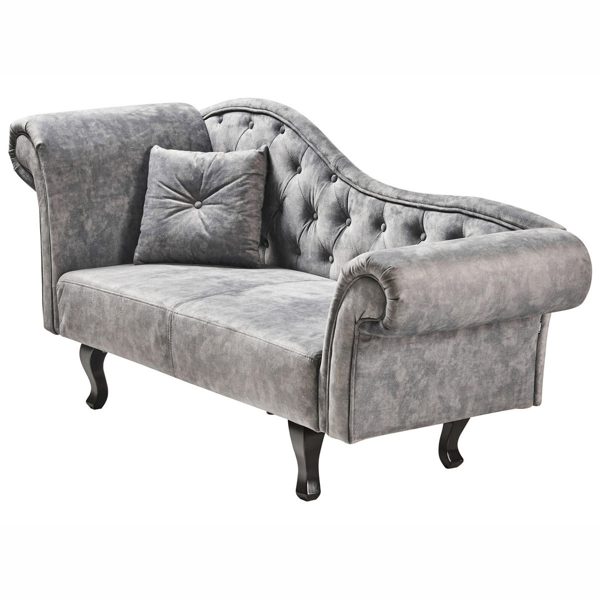 ČALOUNĚNÉ LEHÁTKO CHAISE LONGUE LEVOSTRANNÉ Sametová látka Šedé Lattes II - tmavě šedá/hnědá, textil (192/81/59cm) - Beliani