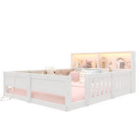 FLACHBETT 140x200cm Gitter Kinderbett LED Weiß - Weiß, Holzwerkstoff (140/200cm) - FLIEKS