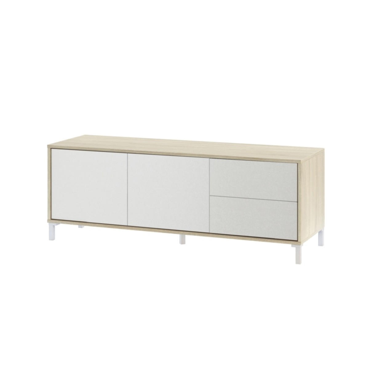 TV-MÖBEL mit 2 Türen und 2 Schubladen Brooklyn - L130 cm - Weiß, Holzwerkstoff (41/47/130cm) - Calicosy