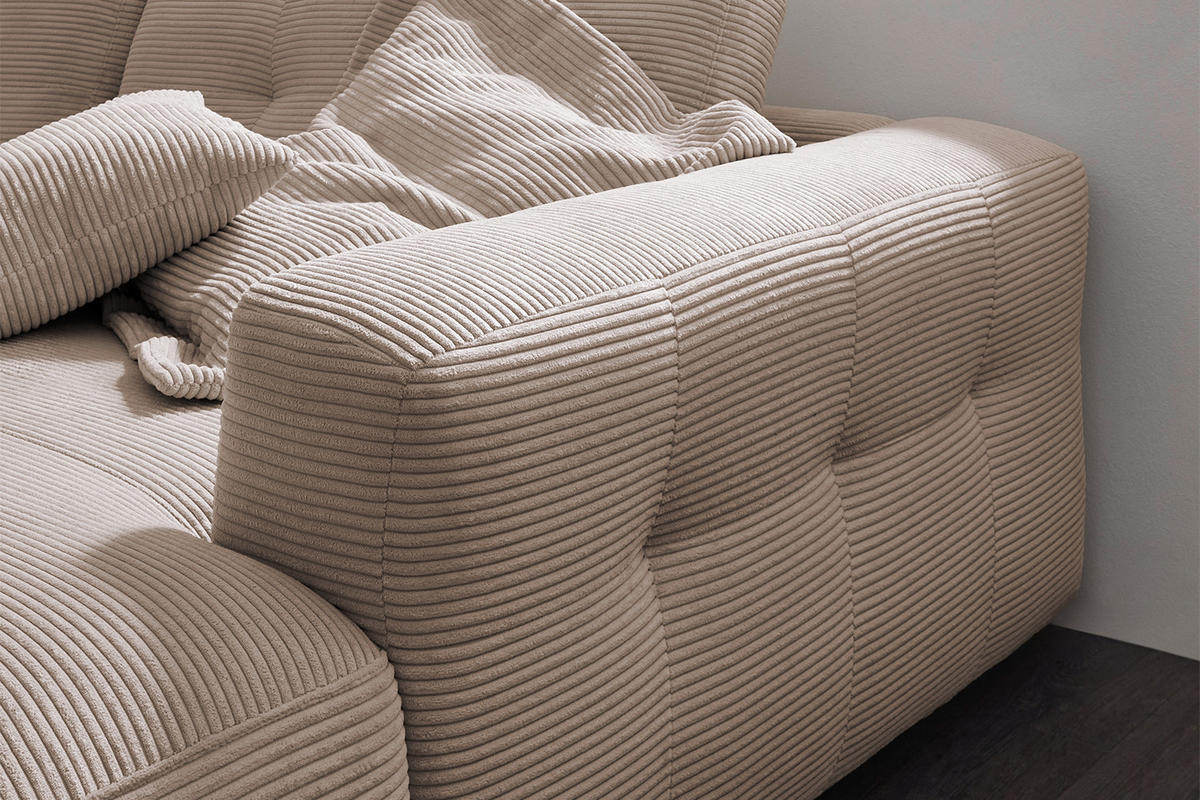 ECKSOFA MIKA Taupe Cord - Taupe/Schwarz, Kunststoff/Textil (276/167cm) - KAWOLA
