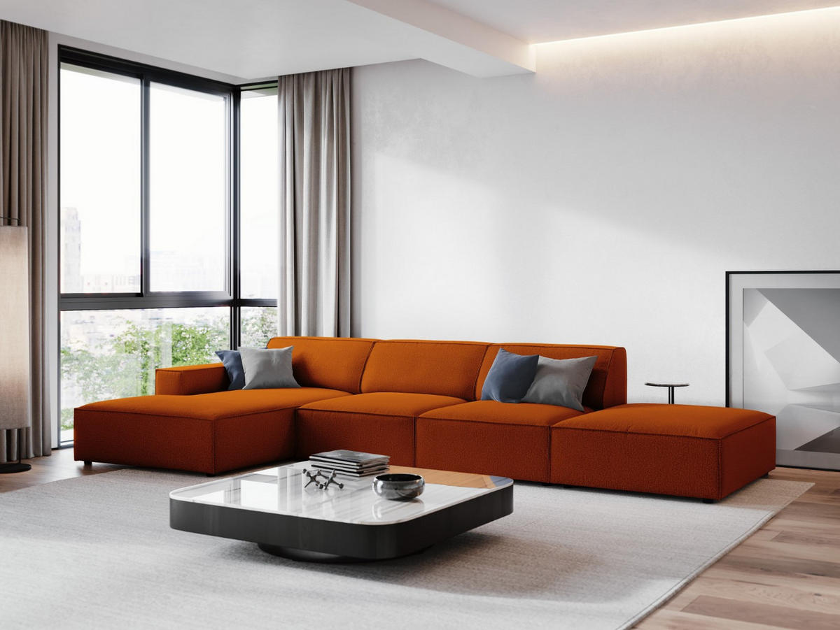 ECKSOFA links Jodie aus strukturiertem Stoff terrakotta 5 Sitzplätze - Terracotta, Textil (166/341cm) - Micadoni