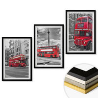 WANDBILDER 3er-Set - 40x60 cm Schwarzer Rahmen - Rote Busse in London - Schwarz, Kunststoff (40/60cm) - ArtPrintCave