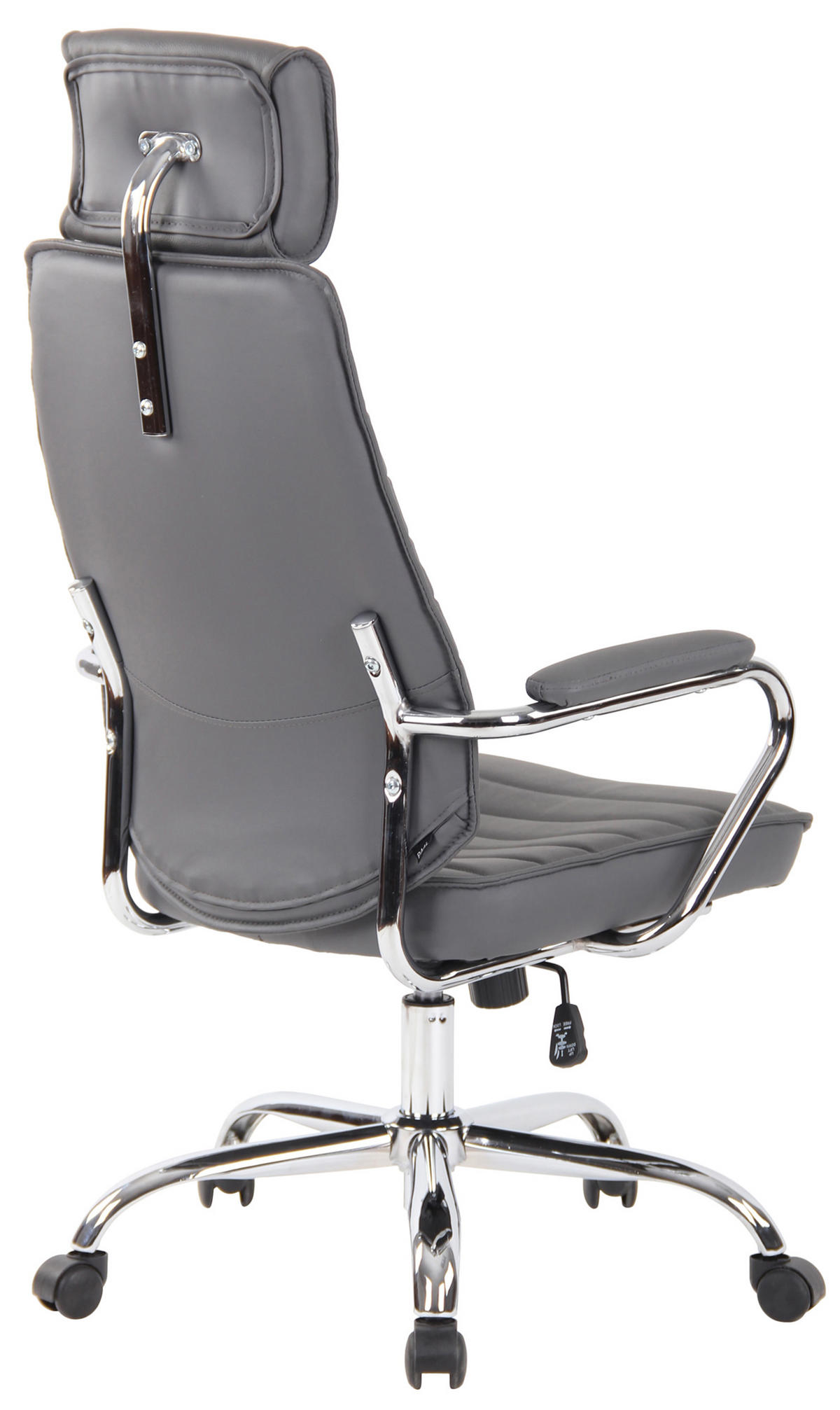 BÜROSTUHL Rocket Echtleder grau - Chromfarben/Grau, Leder/Metall (59/128/57cm) - TPFLiving
