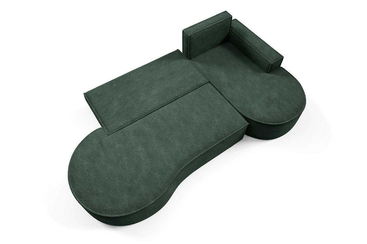 ECKSOFA Flow Grün, mit Schlaffunktion und Kissen in Abriamo Stoff, rechte seite - Grün, Holzwerkstoff/Textil (277/157cm) - Bettso