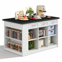 KÜCHENINSEL Weiß aus MDF mit integriertem ausziehbarem Esstisch 150 × 90 × 90 cm - Weiß, Holzwerkstoff (150/90/90cm) - Luhomfu