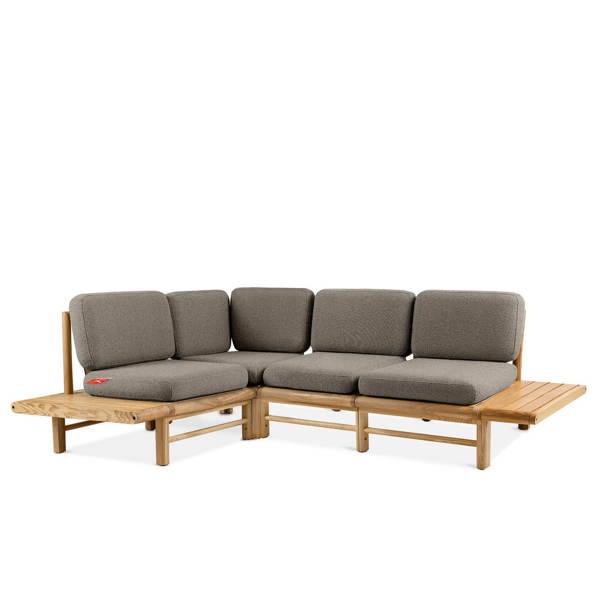 LOUNGESOFA ATREDA links - Grau, Holz/Textil (245/74/175cm) - KONSIMO®