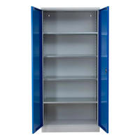 STAHLSCHRANK Bee mit 6 verzinkten Fachböden 195x92x42 cm Korpusfarbe Lichtgrau Frontfarbe Enzianblau - Blau, Metall (92/195/42cm)