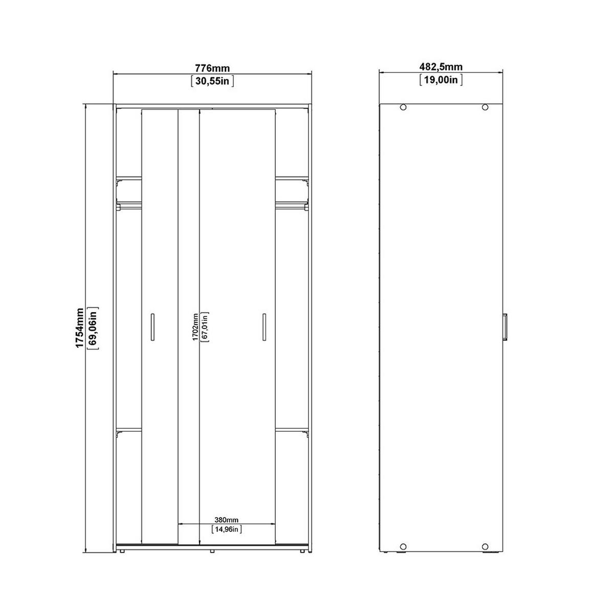 KLEIDERSCHRANK, Space, Weiß, Holzwerkstoff, 78 x 49 x 176 cm - Weiß, Holzwerkstoff (78/176/49cm) - ebuy24